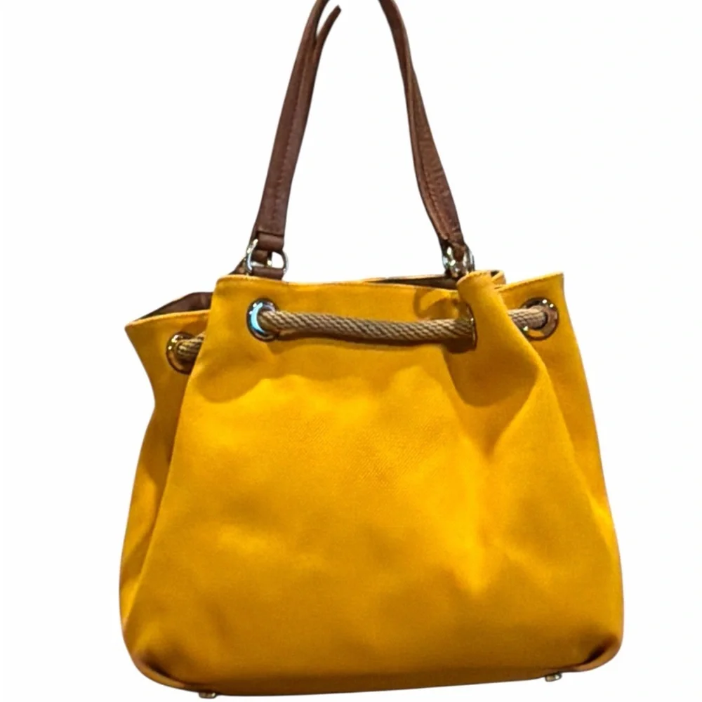 Michael Kors Yellow Marina Large Canvas Drawstring Tote - Picture 4 of 16